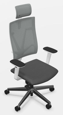OPERATIVE - Dossier résille - E.T MESH fauteuil manager avec accotoirs synchrone décalé avec translation d'assise, tissu gris moyen, dos résille gris chiné