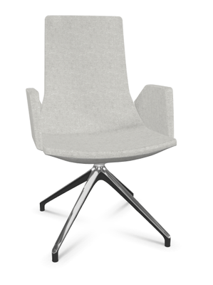 DIRECTION - Visiteurs - KI fauteuil de conférence haut dossier. piétement 4 branches en aluminium poli