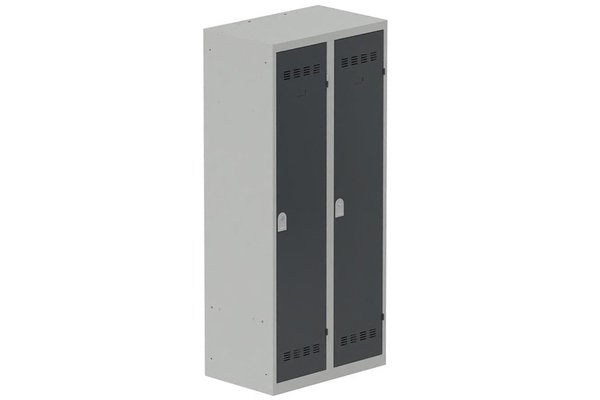 VESTIAIRES MONOBLOC CONFORT - Industrie salissante ( 2 compartiments ) - Vestiaire industrie salissante 2 portes (serrure 2 clés) H180xL80xP50cm coffre gris clair/ porte(s) anthracite