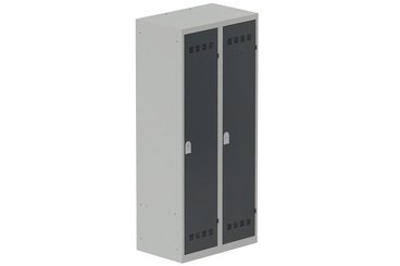 VESTIAIRES MONOBLOC CONFORT - Industrie salissante ( 2 compartiments ) - Vestiaire industrie salissante 2 portes (serrure 2 clés) H180xL80xP50cm coffre gris clair/ porte(s) anthracite