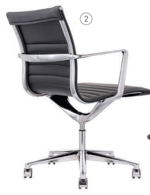 DIRECTION - Fauteuils - Fauteuil moyen dossier PURE, piétement 5 branches aluminium poli sur roulettes