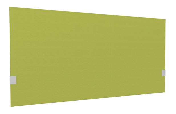 PANNEAUX ECRANS POUR BUREAU DROIT SOLO - Pour bureaux largeur 140 cm - SECRET Panneau-écran acoustique H74cm pour poste solo L.140cm. 2 faces tissu SYNERGY coloris vert clair. pinces de fixation réglables en hauteur coloris aluminium
