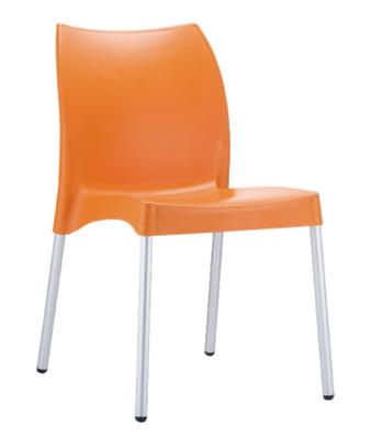 POLYPROPYLENE - CHAISES  - PALERME- Chaise empilable  en polypropylène structure en aluminium anodisé -Finition assise Orange (POR)