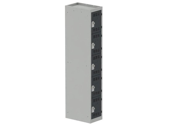 VESTIAIRES MULTICASES - 1 Colonne - Vestiaire multicases, 1 colonne L.30cm/5 cases, coffre gris clair/portes anthracite