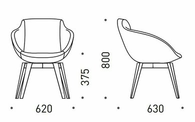 FAUTEUILS/POUFS - 4 pieds bois - Coco - Fauteuil 4 pieds bois naturel (W1). Tissu Int Synergy Gris SY16 (S16) - Tissu Ext Synergy Vert Clair SY46 (S46)