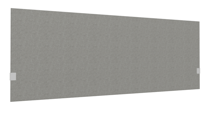 PANNEAUX ECRANS POUR BUREAU DROIT SOLO - Pour bureaux largeur 180 cm - SECRET Panneau-écran acoustique H74cm pour poste solo L.180cm. 2 faces tissu SYNERGY coloris gris. pinces de fixation réglables en hauteur coloris aluminium