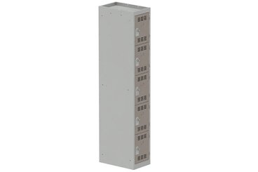 [Pas de famille] - [Pas de sous famille] - Vestiaire multicases 1 colonne L,30cm 5 cases (fermeture cadenas) H,180xL,30xP,50cm coffre gris clair/portes basalte