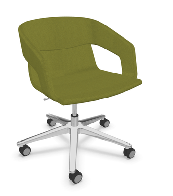 VISITEURS ET FONCTIONNELS - Sur roulettes - Melody - Fauteuil pietement étoile Chrome (CH). Tissu Int Step Vert STE (L09) - Tissu Ext Step Vert STE (L09)