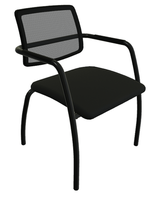 VISITEURS ET FONCTIONNELS - 4 Pieds - DIVA fauteuil dos résille. 4 pieds laqués noir