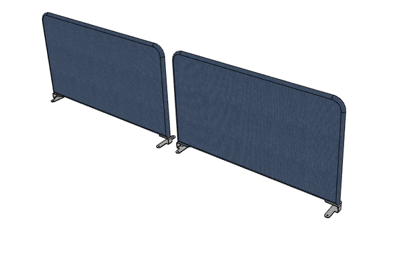 PANNEAUX ECRANS POUR BENCH - Tissu acoustique - Kit de 2 panneaux-écrans STANDARD H.45cm , transversaux pour Bench L.80cm, coloris BLEU CLAIR pinces ALUMINIUM