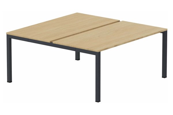 Postes Bench (poste doubles) - SERIE K3 - k3 - Bench départ 2 Plateaux fixes 140x70 (encombrement P145xL140cm) -Finitions : PLATEAUX: CHENE (CE) / PIETEMENTS: ANTHRACITE (AN ) / 