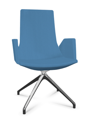 DIRECTION - Visiteurs - KI fauteuil de conférence haut dossier. piétement 4 branches en aluminium poli