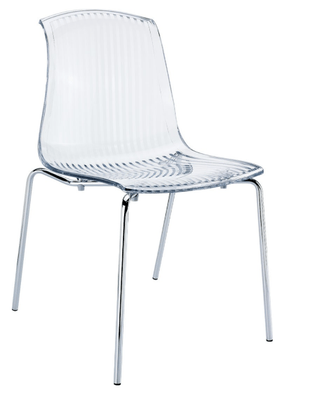 POLYPROPYLENE - CHAISES  - FIDJI-Chaise moderne en polycarbonate avec structure métallique chromée-Finition Transparent (TTR)