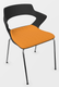 SWEETY Chaise 4 pieds tube, piétement chrome, coque polypropylène coloris noir, placet assise tissu BONDAI coloris jaune