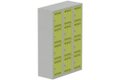 Vestiaire multicases 3 colonnes L,40cm 4 cases (fermeture cadenas) H,180xL,120xP,50cm coffre gris clair/portes anis