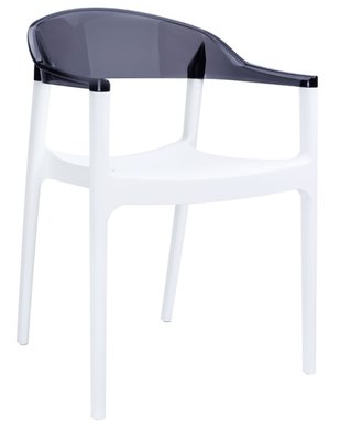 POLYPROPYLENE - FAUTEUILS  - WALLIS-Fauteuil design bicolore en polycarbonate transparent -jeu de couleur et de transparence -Finition blanc et noir transparent 