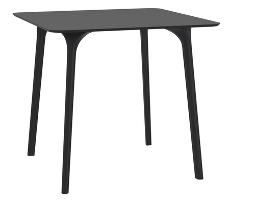 POLYPROPYLENE - TABLES  - OSLO-Table plateau stratifié compact ép.12mm, piètement entièrement moulé thermoplastique.80x80 cm-Finition: plateau noir/piètement noir
