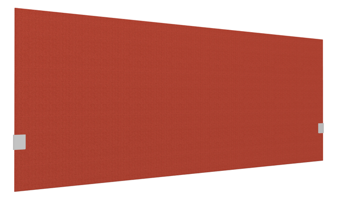 PANNEAUX ECRANS POUR BUREAU DROIT SOLO - Pour bureaux largeur 160 cm - SECRET Panneau-écran acoustique H74cm pour poste solo L.160cm. 2 faces tissu SYNERGY coloris rouge. pinces de fixation réglables en hauteur coloris aluminium