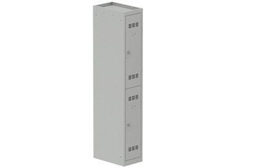 [Pas de famille] - [Pas de sous famille] - Vestiaire multicases 1 colonne L,30cm 2 cases (fermeture cadenas) H,180xL,30xP,50cm coffre gris clair/portes gris clair