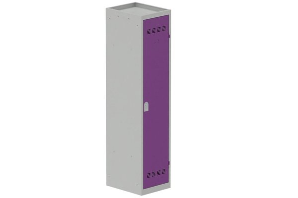 [Pas de famille] - [Pas de sous famille] - Vestiaire industrie salissante 1 porte (serrure 2 clés) H180xL40xP50cm coffre gris clair/ porte(s) prune