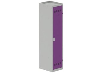 [Pas de famille] - [Pas de sous famille] - Vestiaire industrie salissante 1 porte (serrure 2 clés) H180xL40xP50cm coffre gris clair/ porte(s) prune