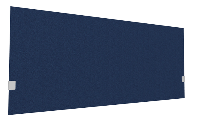 PANNEAUX ECRANS POUR BUREAU DROIT SOLO - Pour bureaux largeur 160 cm - SECRET Panneau-écran acoustique H74cm pour poste solo L.160cm. 2 faces tissu LUCIA coloris bleu. pinces de fixation réglables en hauteur coloris aluminium