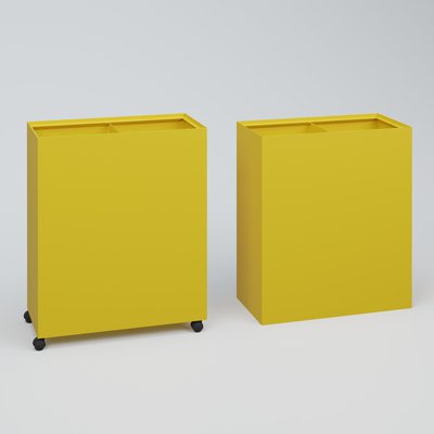 ACCESSOIRES - ACCESSOIRES  - Poubelle 2 Module HT 75 cm Larg. 60 cm Prof. 30 cm avec roulettes . Coffre Jaune