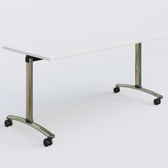 [Pas de famille] - [Pas de sous famille] - Table abattante gamme Arca 160-70 cm. Plateau Blanc et pietement Chrome.
