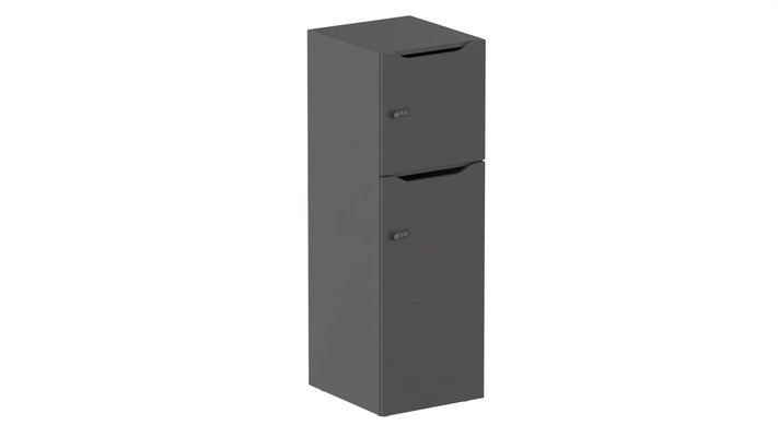 CASIERS - 2 cases - Meuble à cases H.137xL.45xP.50cm - 2 cases : 1 x H86cm (en bas) + 1 x H43cm. portes avec découpe en partie haute. serrure à code