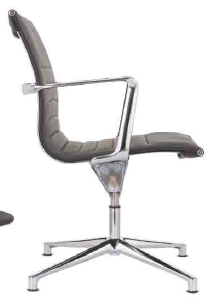 DIRECTION - Fauteuils - Fauteuil moyen dossier PURE, retour point fixe, piétement fixe 4 branches aluminium poli, , revêtement vinyle BLOOM coloris noir