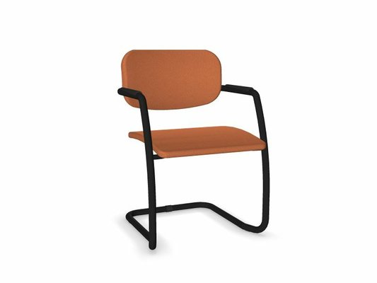 VISITEURS ET FONCTIONNELS - Luge - DIVA fauteuil dos tissu. piétement luge laqué noir