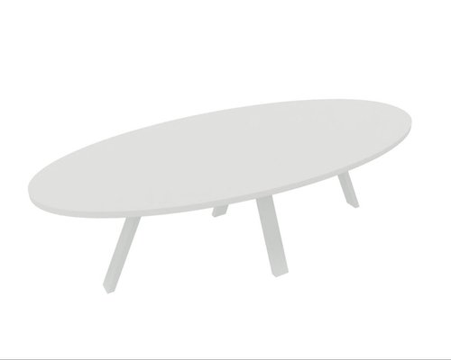 [Pas de famille] - [Pas de sous famille] - X3 Table de réunion ovale L210xP120cm. Plateau Blanc et piètement Blanc.