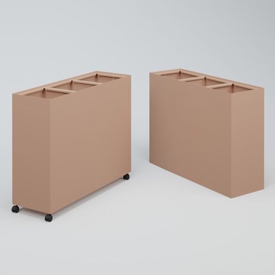 ACCESSOIRES - ACCESSOIRES  - Poubelle 3 Modules HT 75 cm la HT 90 cm Prof. 30cm avec roulettes . Coffre Rose