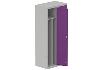 [Pas de famille] - [Pas de sous famille] - Vestiaire industrie salissante 2 portes (serrure 2 clés) H180xL80xP50cm coffre gris clair/ porte(s) prune