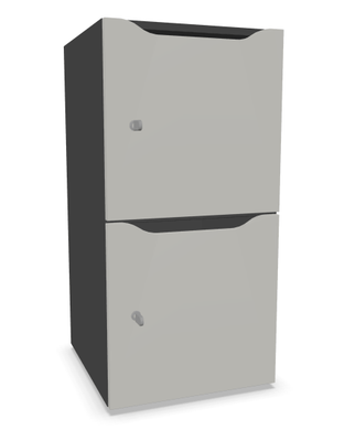 CASIERS - 2 cases - Meuble à cases H.92xL.45xP.50cm - 2 cases H43cm. portes avec découpe en partie haute. serrure à clé
