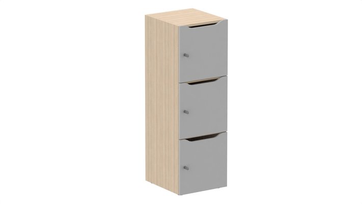 CASIERS - 3 cases - Meuble à cases H.137xL.45xP.50cm - 3 cases H43cm. portes avec découpe en partie haute. serrure à clé