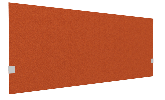 PANNEAUX ECRANS POUR BUREAU DROIT SOLO - Pour bureaux largeur 160 cm - SECRET Panneau-écran acoustique H74cm pour poste solo L.160cm. 2 faces tissu LUCIA coloris orange. pinces de fixation réglables en hauteur coloris aluminium