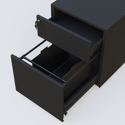 CAISSONS  - Mobiles - Caisson sur roulette 2 tiroirs Noir RAL 9005