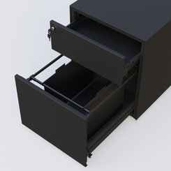 CAISSONS  - Mobiles - Caisson sur roulette 2 tiroirs Noir RAL 9005