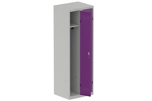 [Pas de famille] - [Pas de sous famille] - Vestiaire industrie propre 2 portes (serrure 2 clés) H180xL60xP50cm coffre gris clair/ porte(s) prune