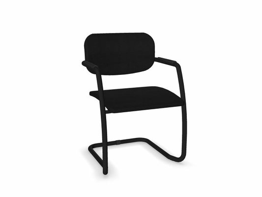 VISITEURS ET FONCTIONNELS - Luge - DIVA fauteuil dos tissu. piétement luge laqué noir assise et dossier vinyle RNN coloris noir