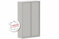 Armoire à rideaux grande profondeur H198xL120xP60cm 4 tablettes coffre aluminium/rideaux aluminium