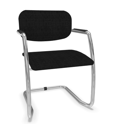 VISITEURS ET FONCTIONNELS - Luge - DIVA fauteuil dos tissu. piétement luge chromé. assise et dossier tissu BERTA coloris noir