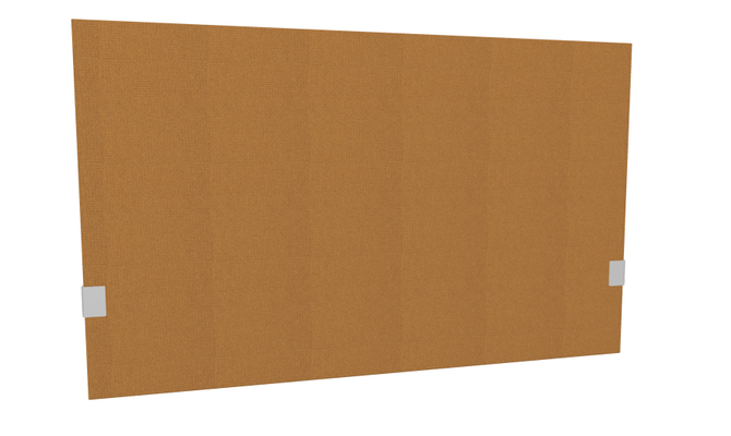 PANNEAUX ECRANS POUR BUREAU DROIT SOLO - Pour bureaux largeur 120 cm - SECRET Panneau-écran acoustique H74cm pour poste solo L.120cm. 2 faces tissu STEP coloris jaune pinces de fixation réglables en hauteur coloris aluminium