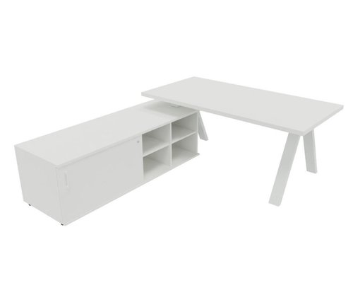 [Pas de famille] - [Pas de sous famille] - X3 Plan Manager 180*90cm + meuble USE ME sans caisson à gauche. Plateau Blanc et pietement Blanc.