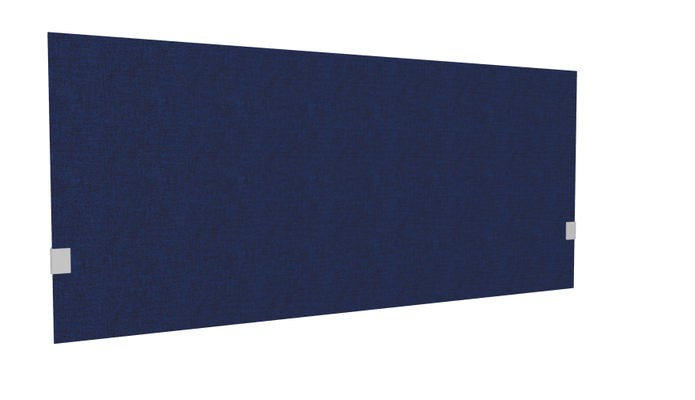 PANNEAUX ECRANS POUR BUREAU DROIT SOLO - Pour bureaux largeur 160 cm - SECRET Panneau-écran acoustique H74cm pour poste solo L.160cm. 2 faces tissu STEP coloris bleu foncé chiné. pinces de fixation réglables en hauteur coloris aluminium
