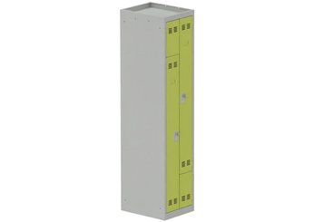 [Pas de famille] - [Pas de sous famille] - Vestiaire gain de place 1 colonne (fermeture cadenas) H,180xL,40xP,50cm coffre gris clair/portes anis