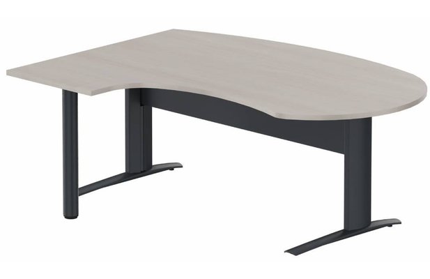 Gamme K1 - Plans compacts - K1 VDF métal compact 90° manager 190x141x104x60cm sur pied de soutien, plateau acacia, structure anthracite