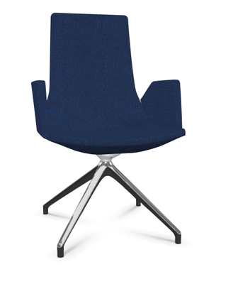 DIRECTION - Visiteurs - KI fauteuil de conférence haut dossier. piétement 4 branches en aluminium poli