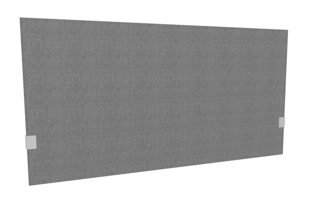PANNEAUX ECRANS POUR BUREAU DROIT SOLO - Pour bureaux largeur 140 cm - SECRET Panneau-écran acoustique H74cm pour poste solo L.140cm. 2 faces tissu BERTA coloris gris. pinces de fixation réglables en hauteur coloris aluminium